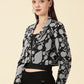 Crop Blazer-Black with White