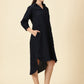 Summer Shirt Dress-Navy Blue