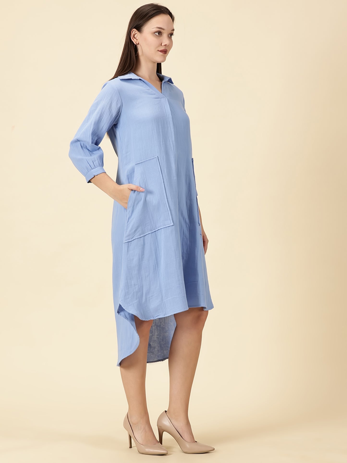 Summer Shirt Dress-Sky Blue