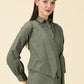 Modern Cotton Wrap Shirt-Olive Green