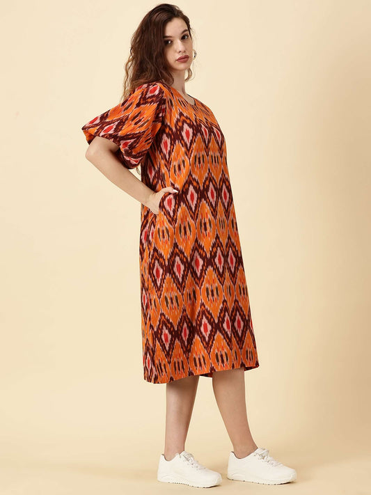 Ballon sleeve midi dress