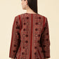 Open Front Blazer-Red Handblock Ajrak