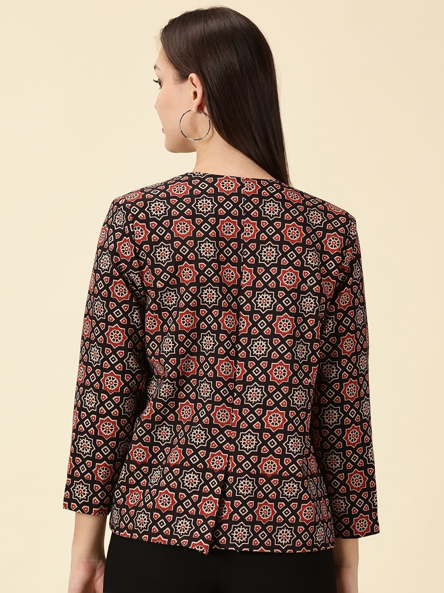 Open Front Blazer-Handblock Ajrak