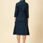 Cotton Lycra Blazer Dress-Teal Blue