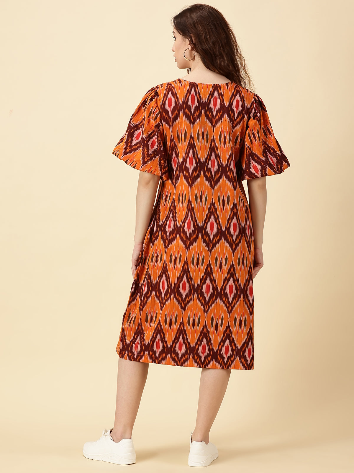 Ballon sleeve midi dress