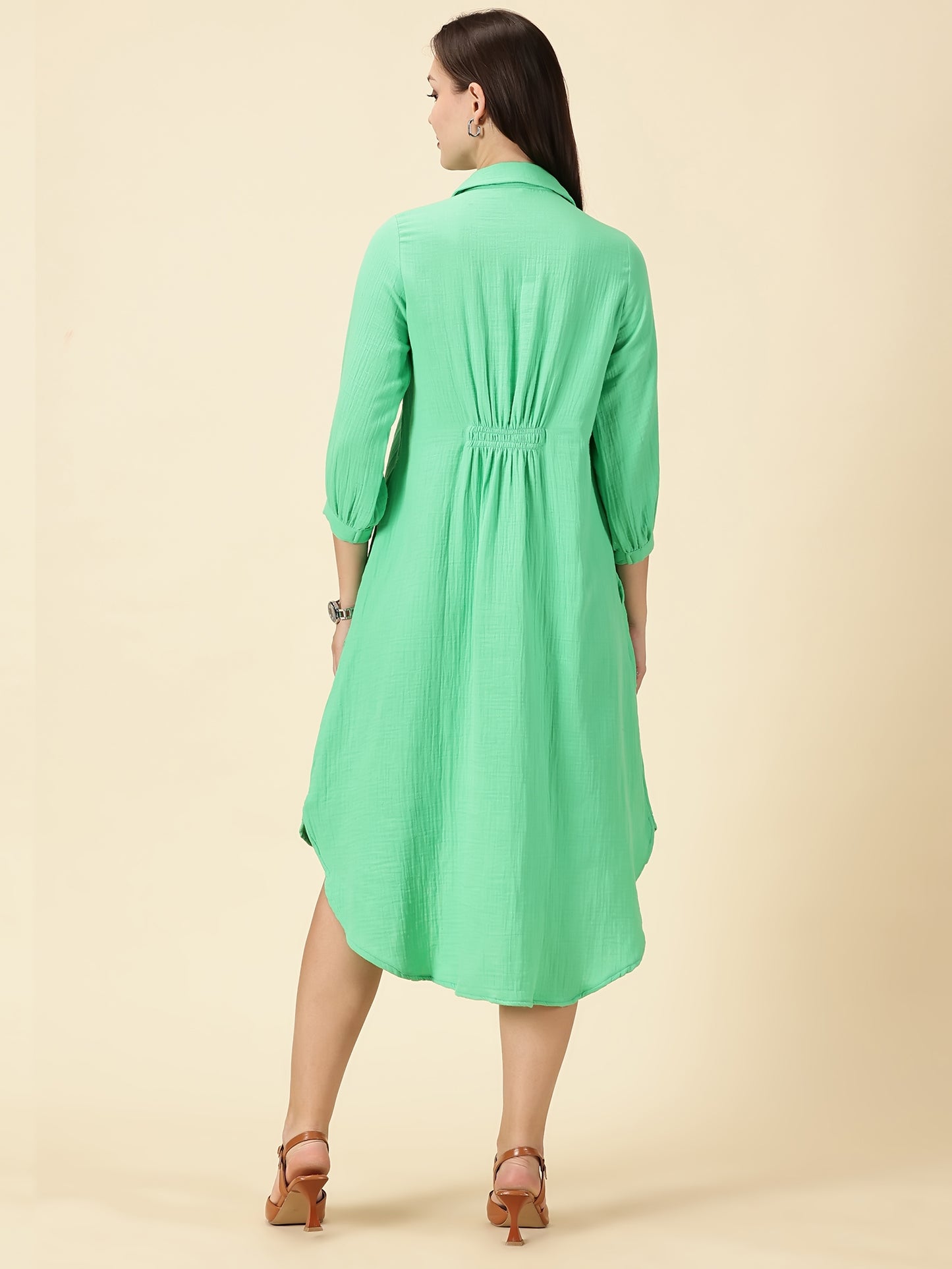 Summer Shirt Dress-Green
