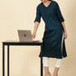 Cotton Lycra Workwear Kurta-Teal Blue