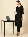 Cotton Lycra Workwear Kurta-Black