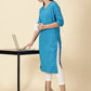Cotton Lycra Workwear Kurta-Azure Blue