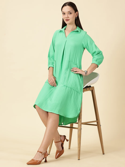 Summer Shirt Dress-Green