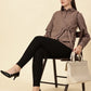 Modern Cotton Wrap Shirt-Brown