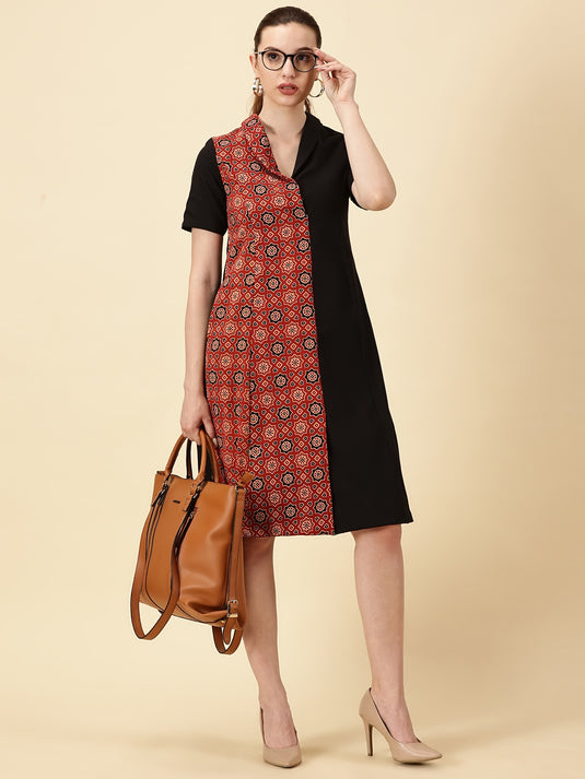 Ajrak Printed Cotton Wrap Dress