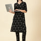 Kurta Cords-Black Handwoven Ikat