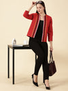 Open-Front Blazer-Red Handwoven South Cotton