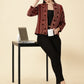Open Front Blazer-Red Handblock Ajrak