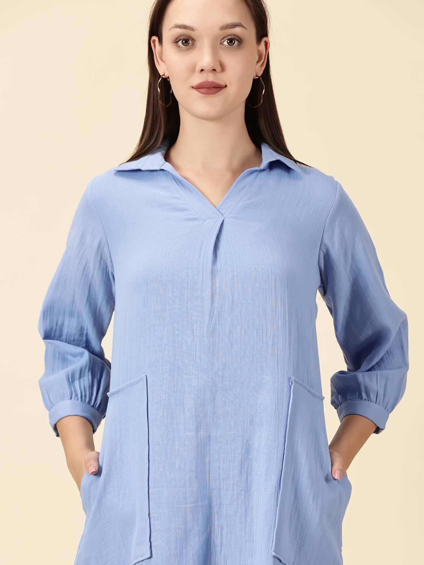 Summer Shirt Dress-Sky Blue