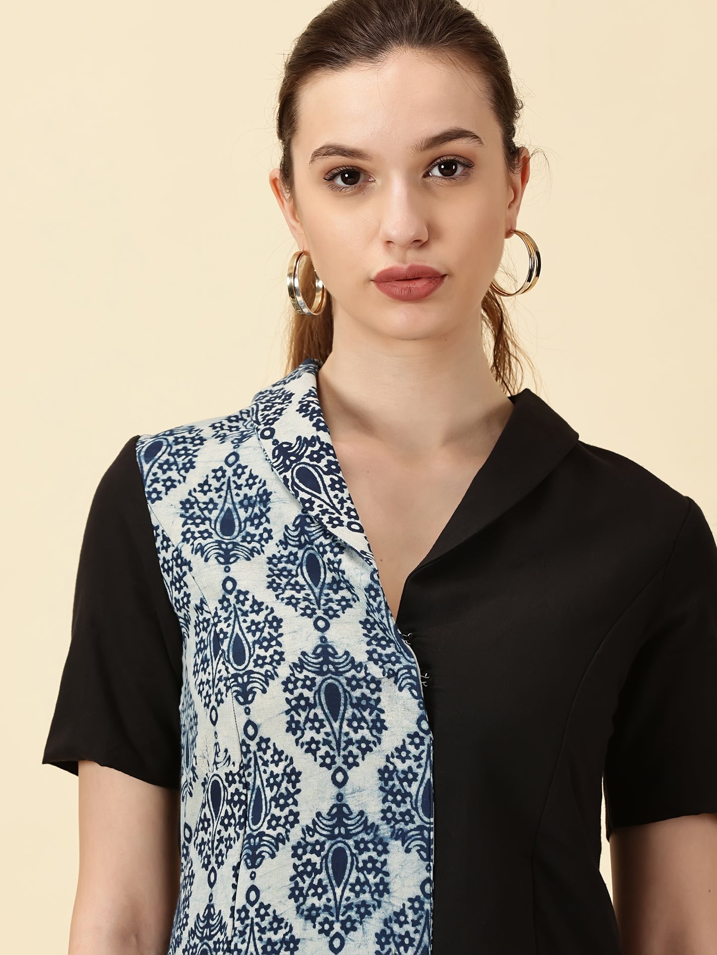 Indigo Blue Printed Cotton Wrap Dress