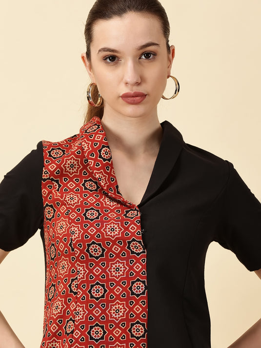 Ajrak Printed Cotton Wrap Dress