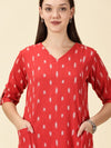 Kurta Cords-Red Handwoven Ikat