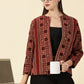 Open Front Blazer-Red Handblock Ajrak