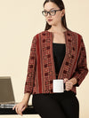 Open Front Blazer-Red Handblock Ajrak