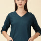 Cotton Lycra Workwear Kurta-Teal Blue