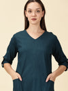 Cotton Lycra Workwear Kurta-Teal Blue