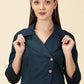 Cotton Lycra Blazer Dress-Teal Blue