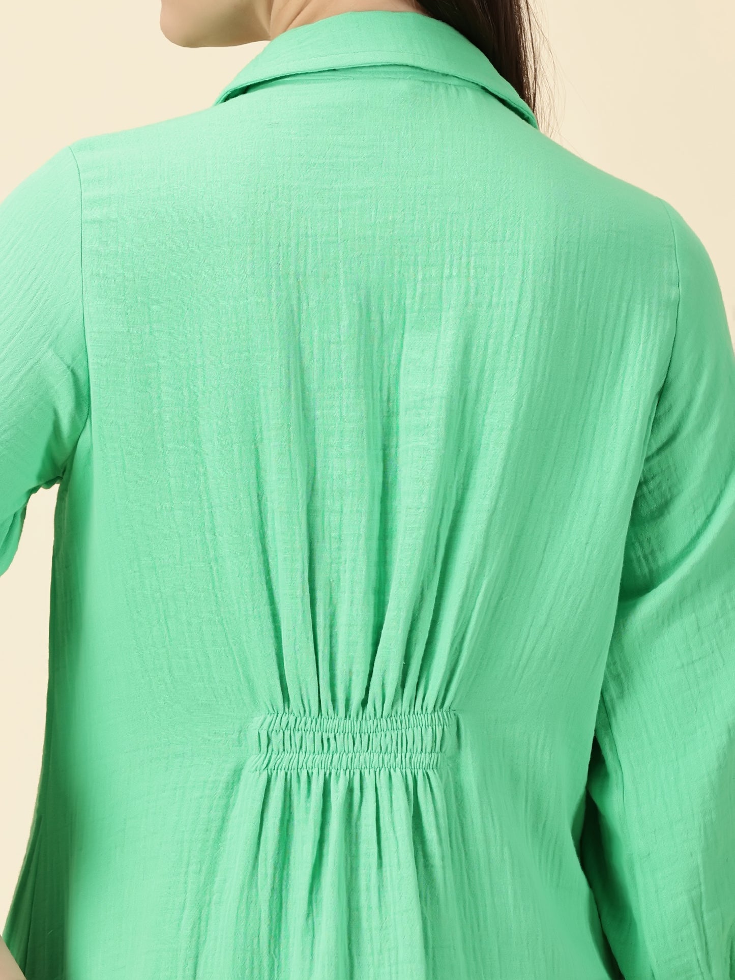 Summer Shirt Dress-Green