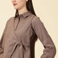 Modern Cotton Wrap Shirt-Brown