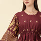 Bell Sleeve Jamdani Dress-Marron
