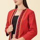 Open-Front Blazer-Red Handwoven South Cotton