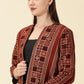 Open Front Blazer-Red Handblock Ajrak