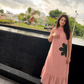 Blush Pink MulMul Halter Neck Floral Applique work Maxi Dress