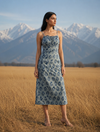 Indigo Blue Cotton Block Printed Slip Dress