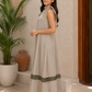 Beige Mulmul Cutwork Halter Neck Dress