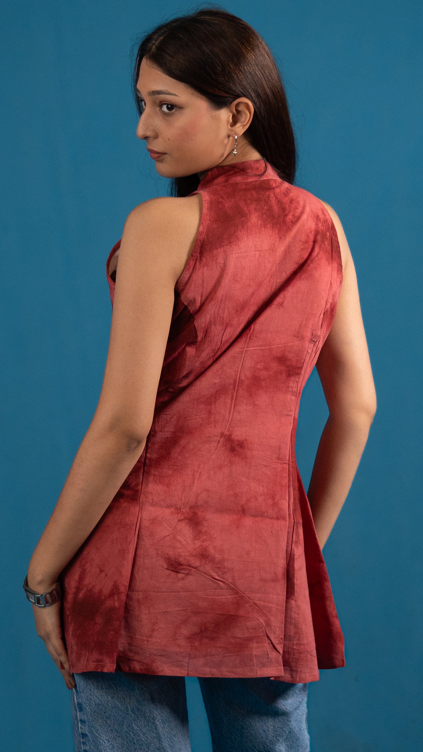 Crimson Red Tie-Dye Handloom Tunic