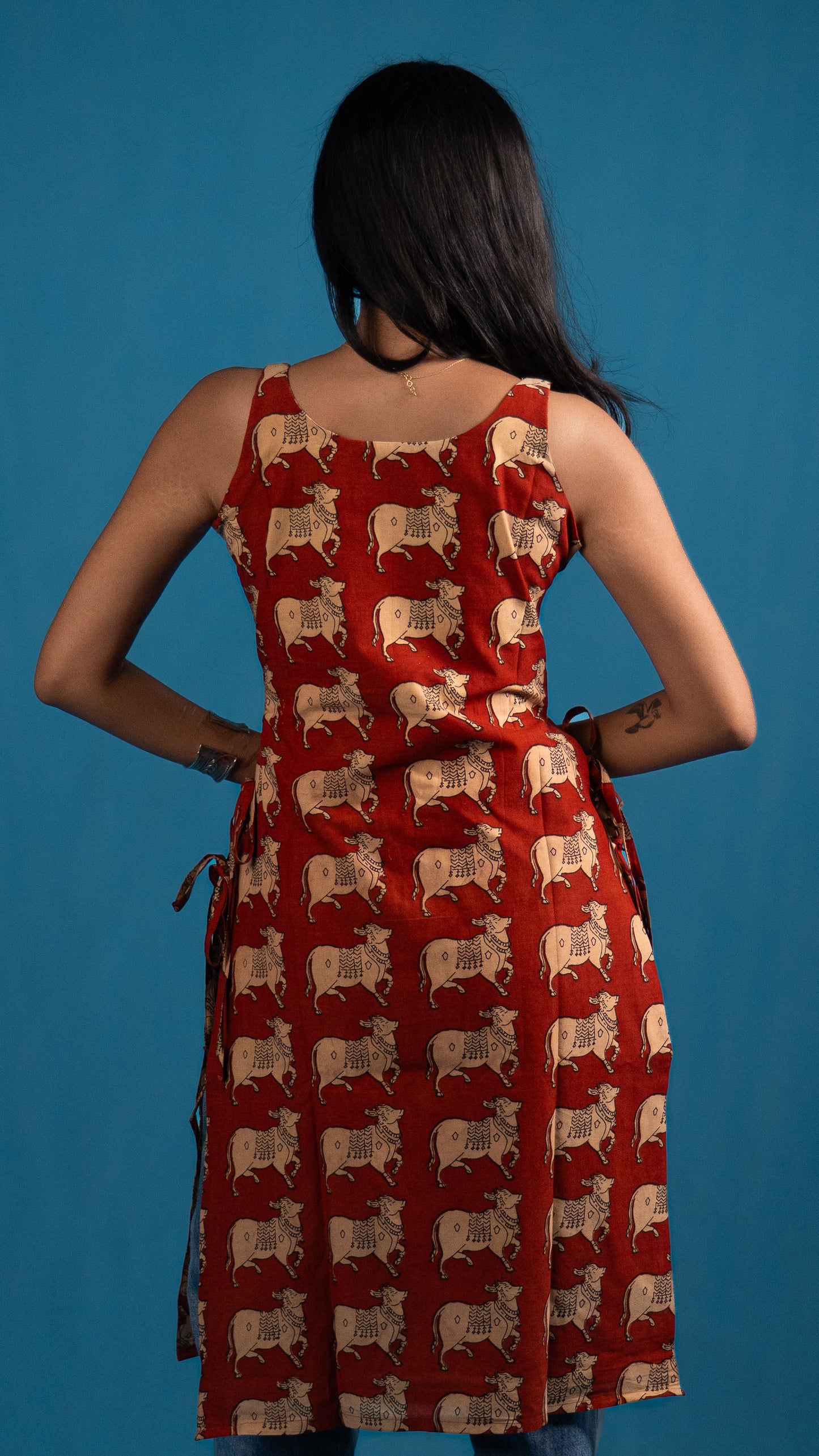 Side-Slit Cotton Kurta Red