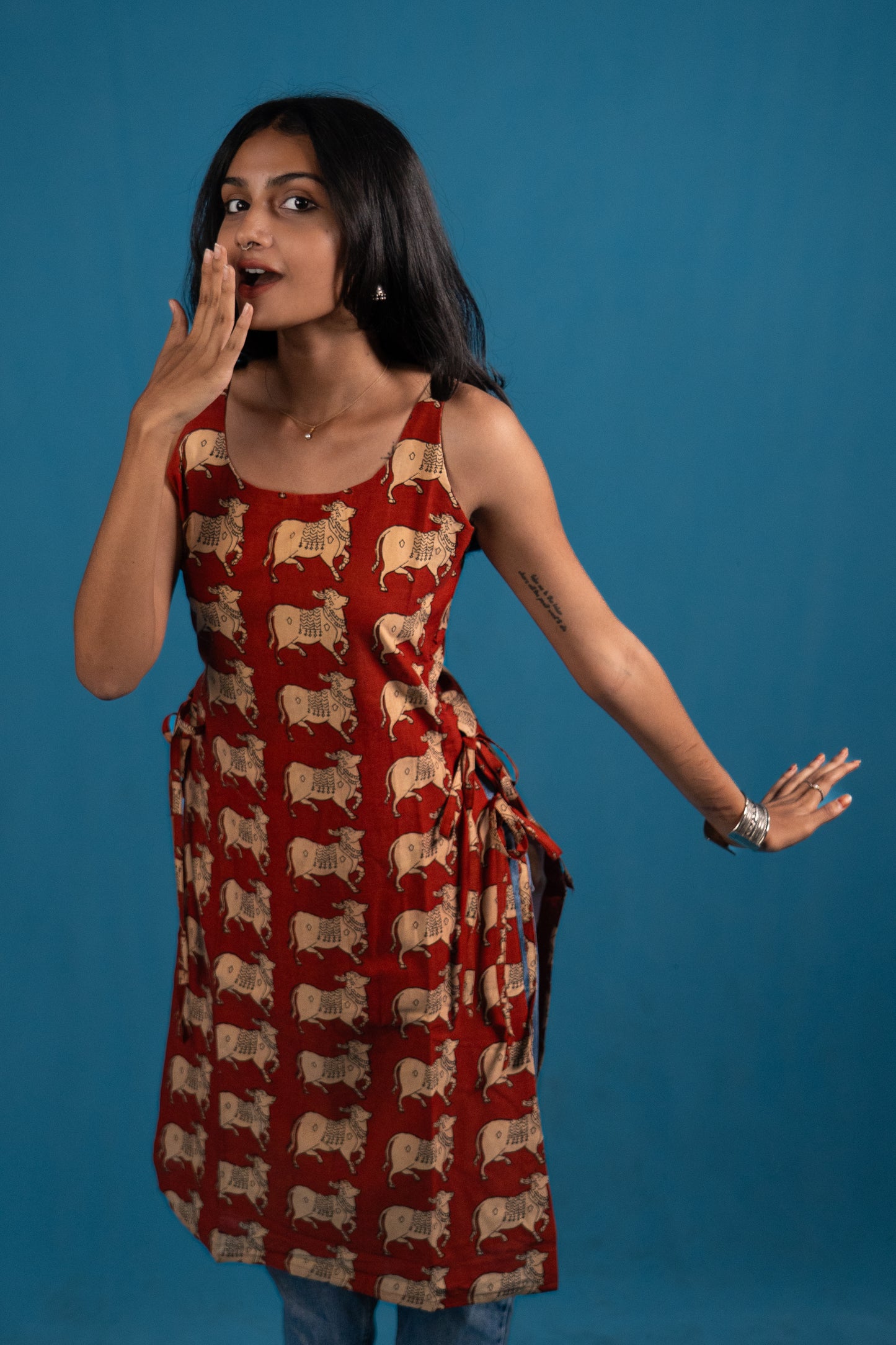 Side-Slit Cotton Kurta Red