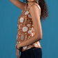 Blcokprint Tie-Back Top