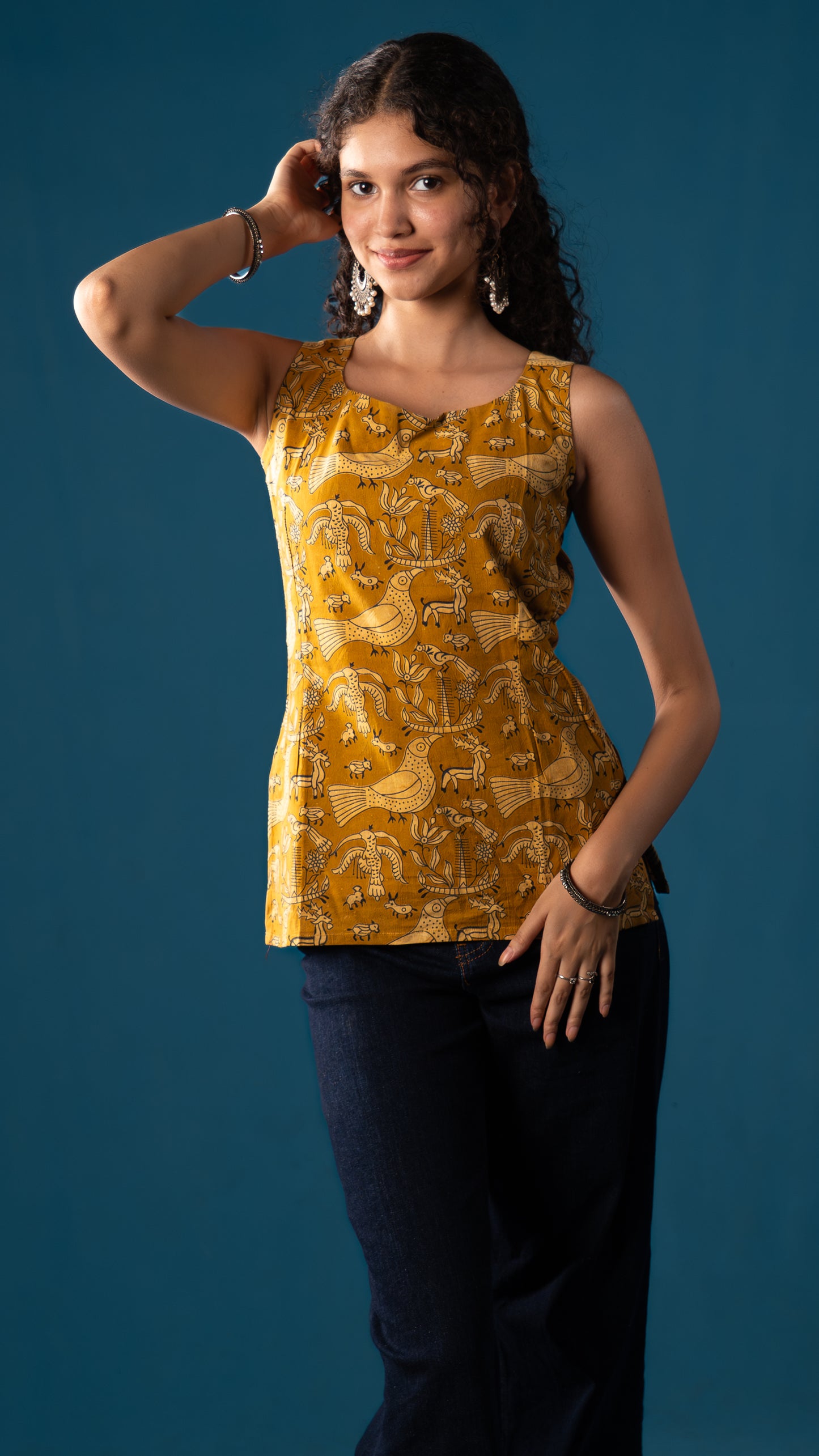 Mustard Bloom Deep U-Back Top