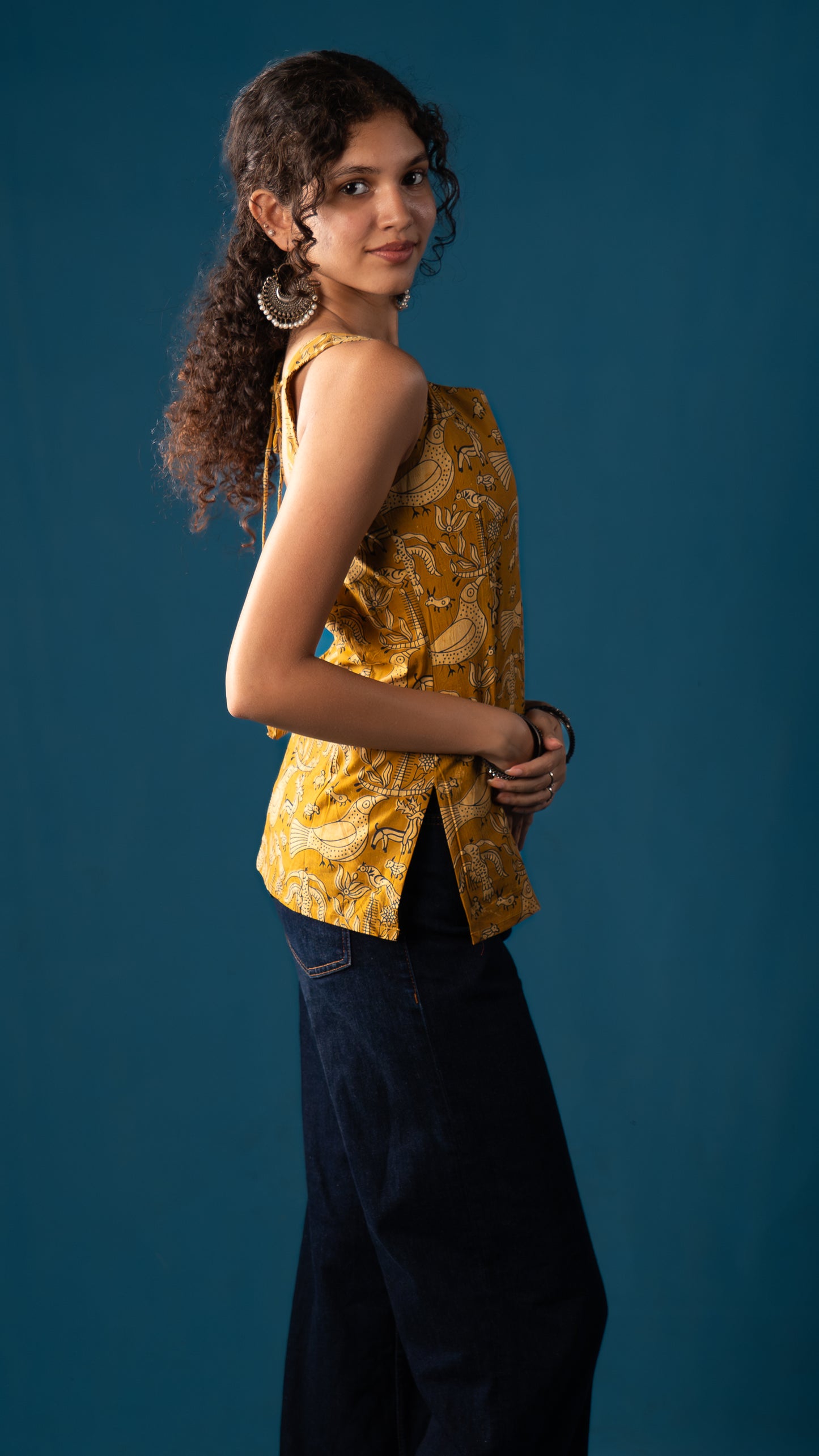 Mustard Bloom Deep U-Back Top