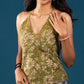 Olive bagru print Cotton Bralette