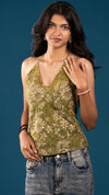 Olive bagru print Cotton Bralette