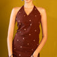 Halter Neck long top - Deep Brown
