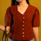 Rust brown Button-Detail Top