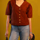 Rust brown Button-Detail Top