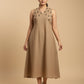 Indyvarna VEDA Handcrafted Cotton Midi Dress – Beige