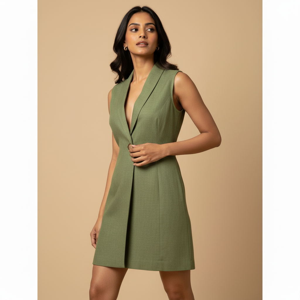 Indyvarna AAROH Heritage Motif Back-Print Overlay Shrug- GREEN