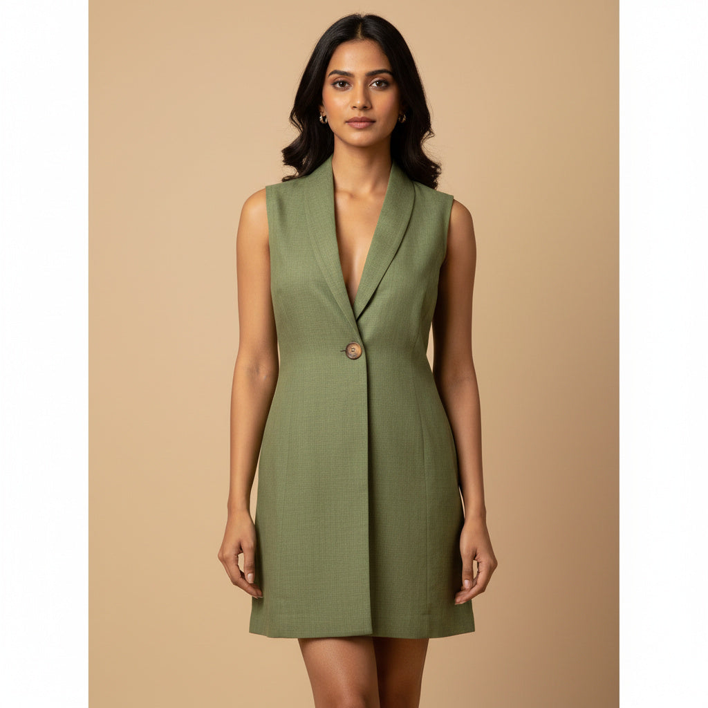 Indyvarna AAROH Heritage Motif Back-Print Overlay Shrug- GREEN